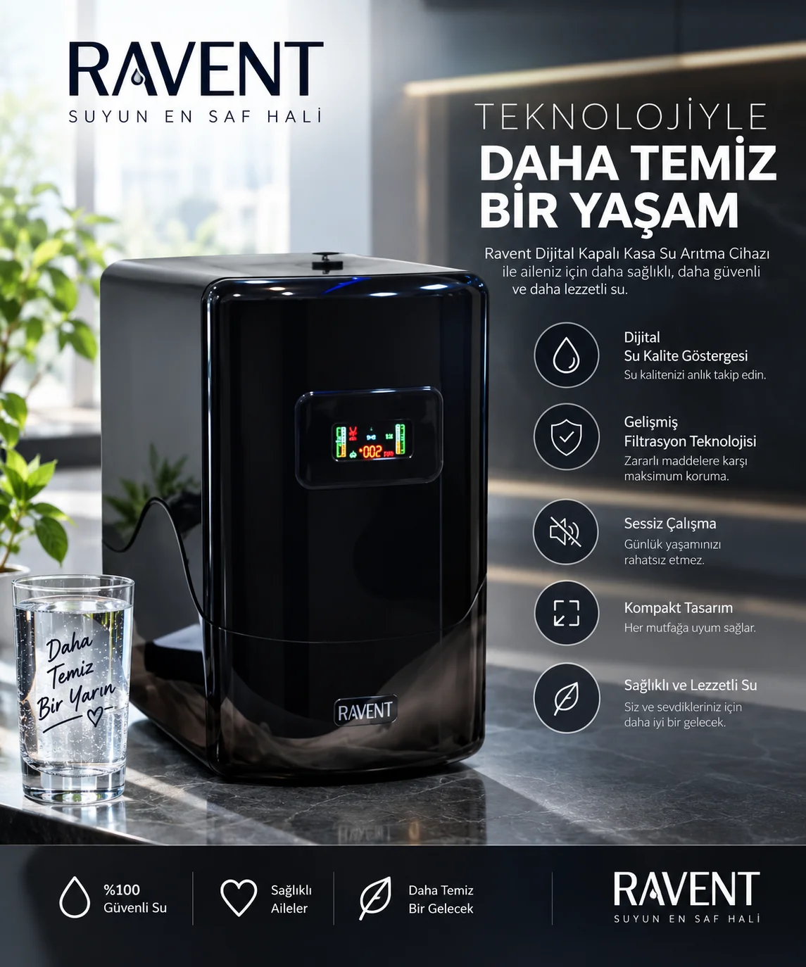 Ravent Dijital kapalı kasa su arıtma cihazı tanıtım görseli